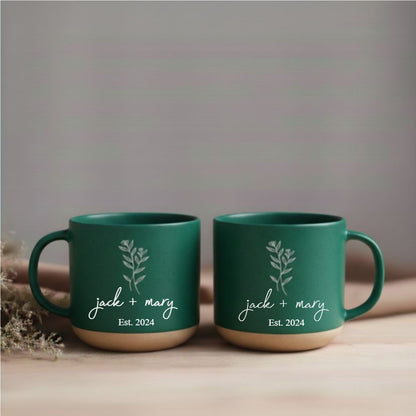 Custom Initials & Date Ceramic Mug – Personalized Minimalist Gift For Couples