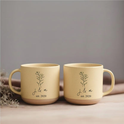 Custom Initials & Date Ceramic Mug – Personalized Minimalist Gift For Couples