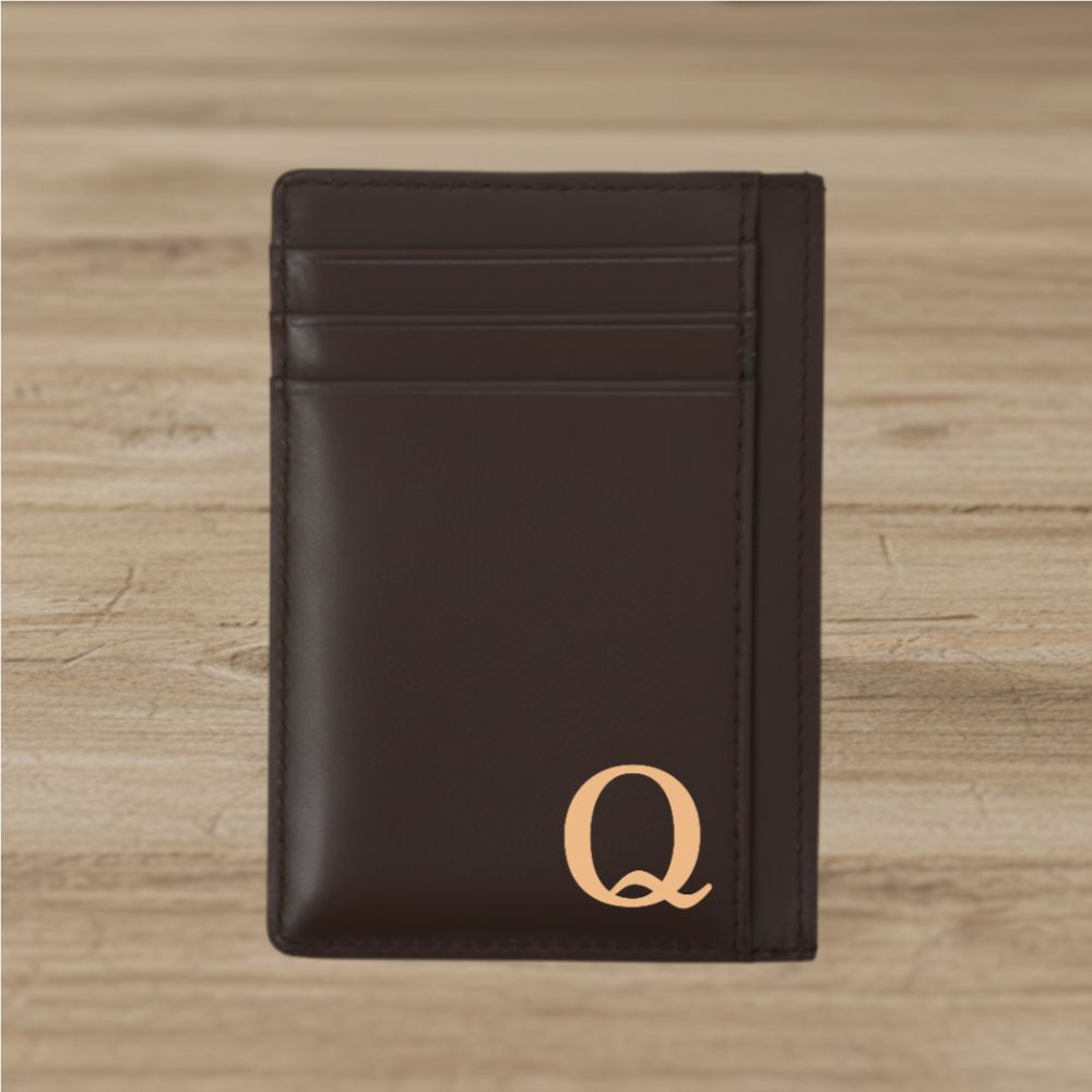 Personalized Card Holder With Laser Engraved Initial Text Logo - Premium Personalized Gift For Dad, Husband