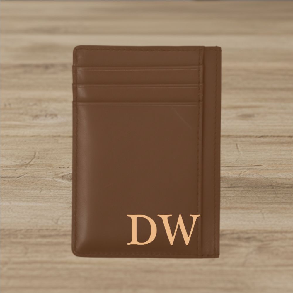 Personalized Card Holder With Laser Engraved Initial Text Logo - Premium Personalized Gift For Dad, Husband