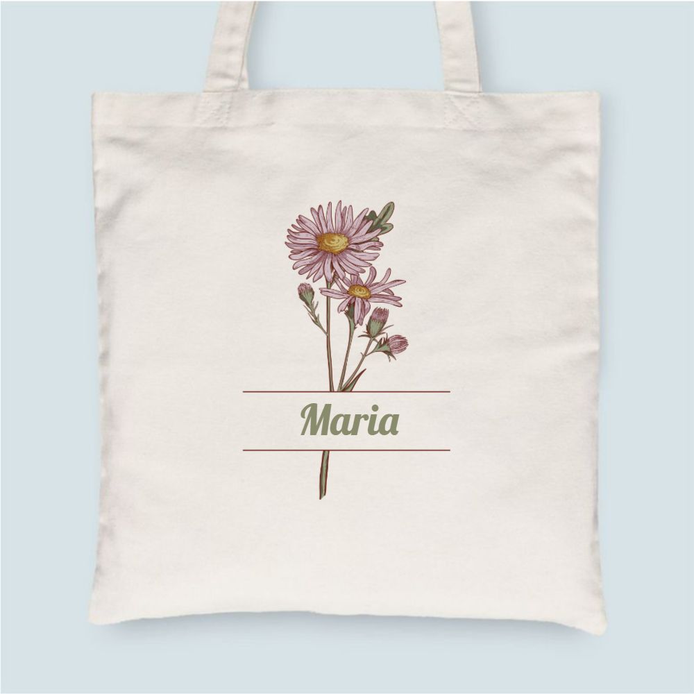 Personalized Birth Month Flower Personalized Tote Bag