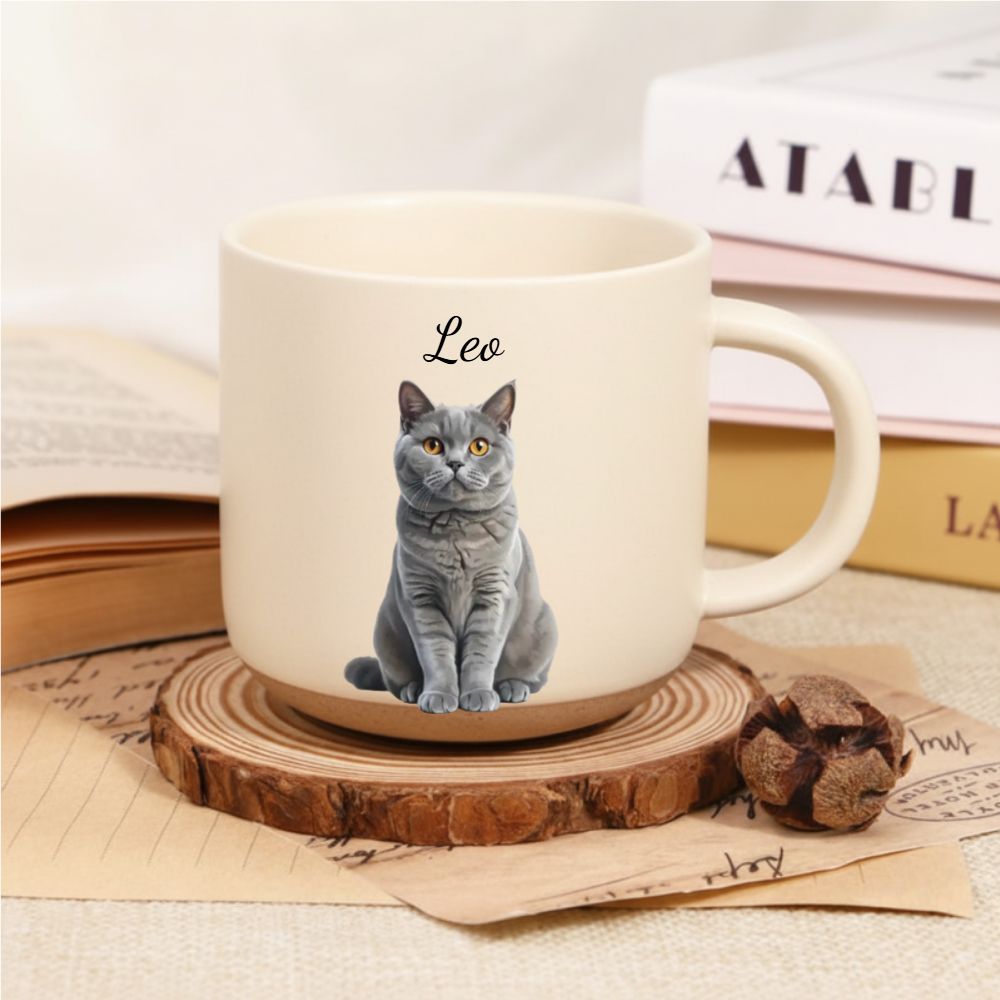 Personalized Digital Painting Pet Pottery Mug – Adorable Coffee Cup Gift for Dog Lovers, Cat Lovers