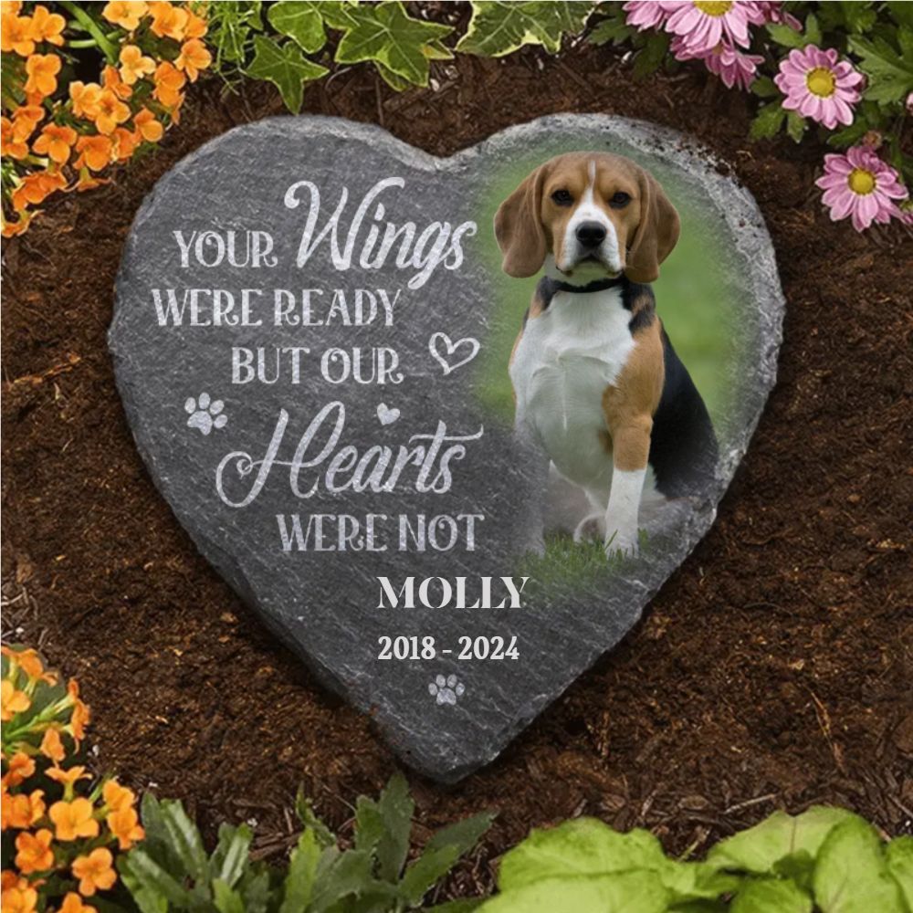 Custom Photo Heart Shaped Memorial Stone - Personalized Pet Memorial Sympathy Gifts For Dogs, Cats - Cherished Memories, Endless Love