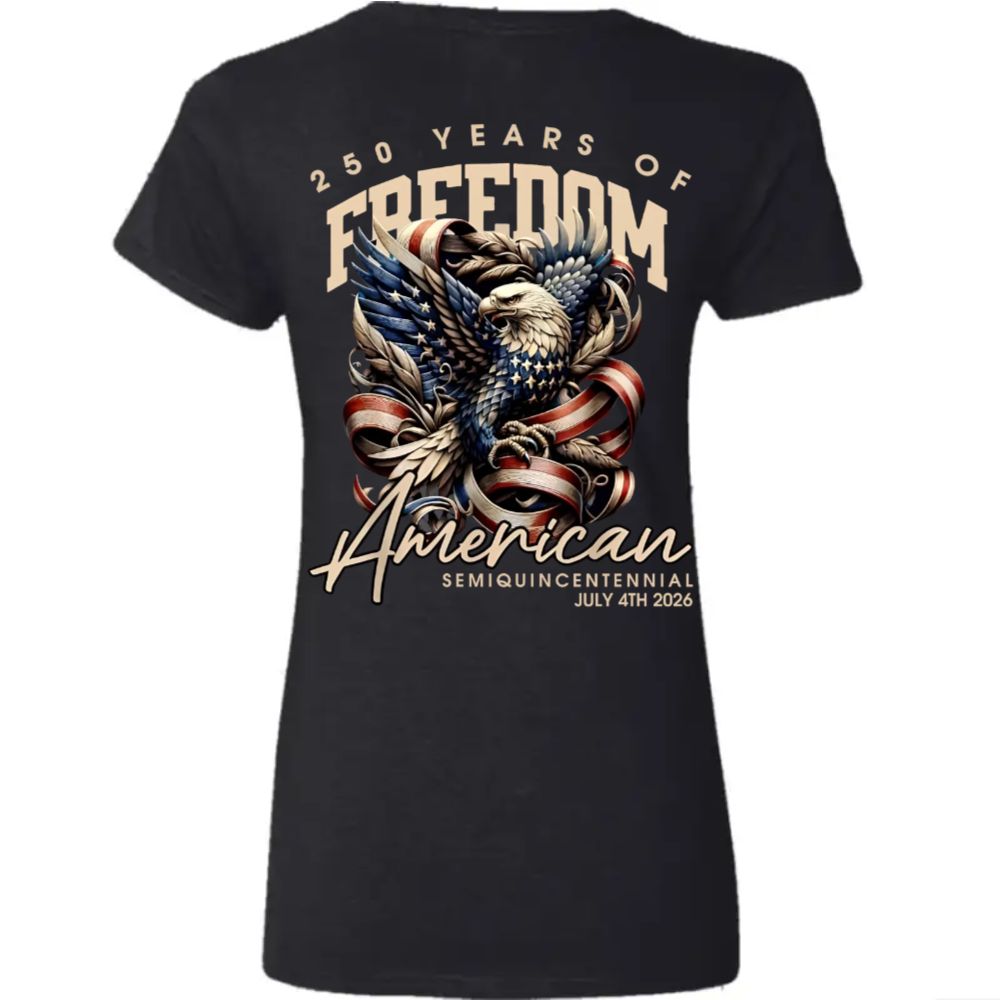 250 Years Of Freedome America Back Women V Neck