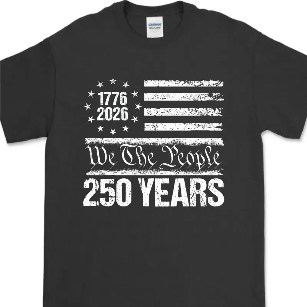 250 Years USA 250th Birthday 1776-2026 Eagle Flag Dark Basic Tee