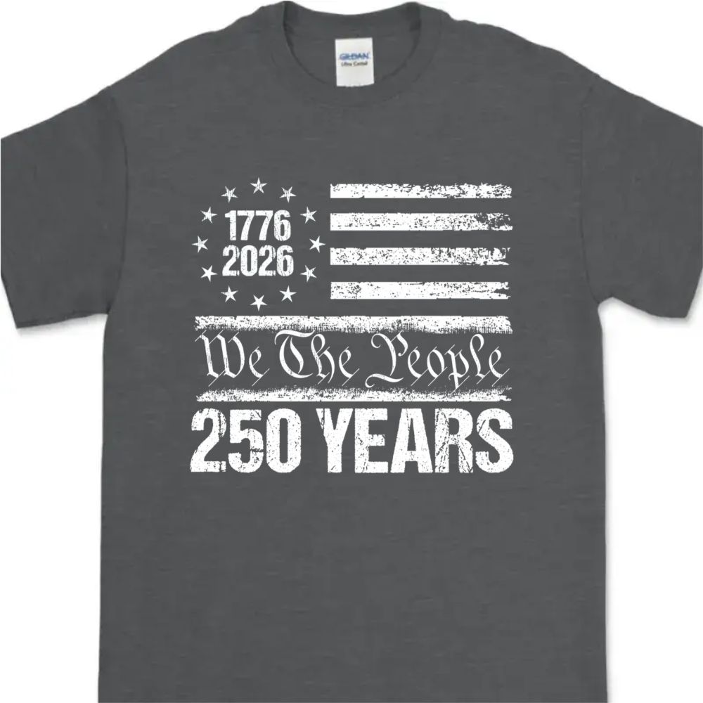 250 Years USA 250th Birthday 1776-2026 Eagle Flag Dark Basic Tee