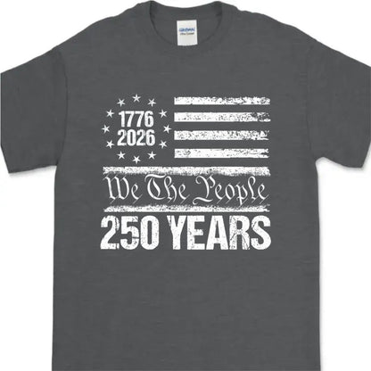 250 Years USA 250th Birthday 1776-2026 Eagle Flag Dark Basic Tee