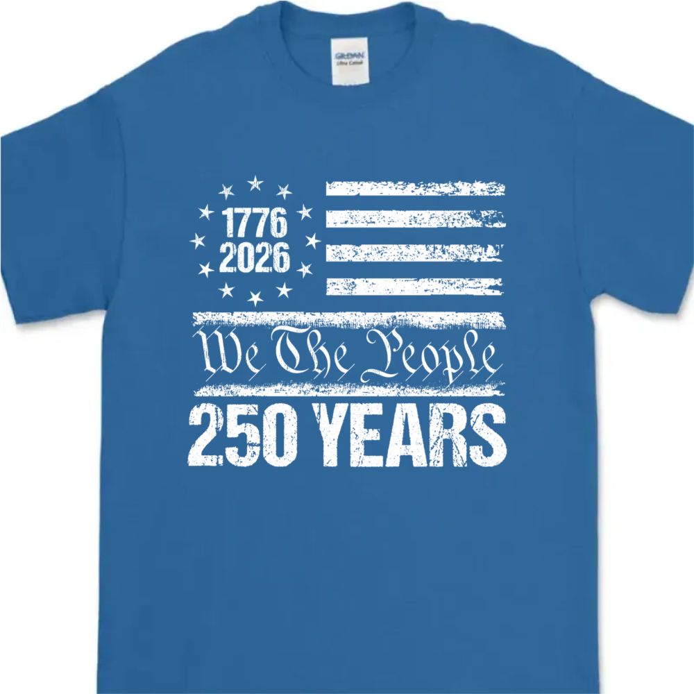 250 Years USA 250th Birthday 1776-2026 Eagle Flag Dark Basic Tee
