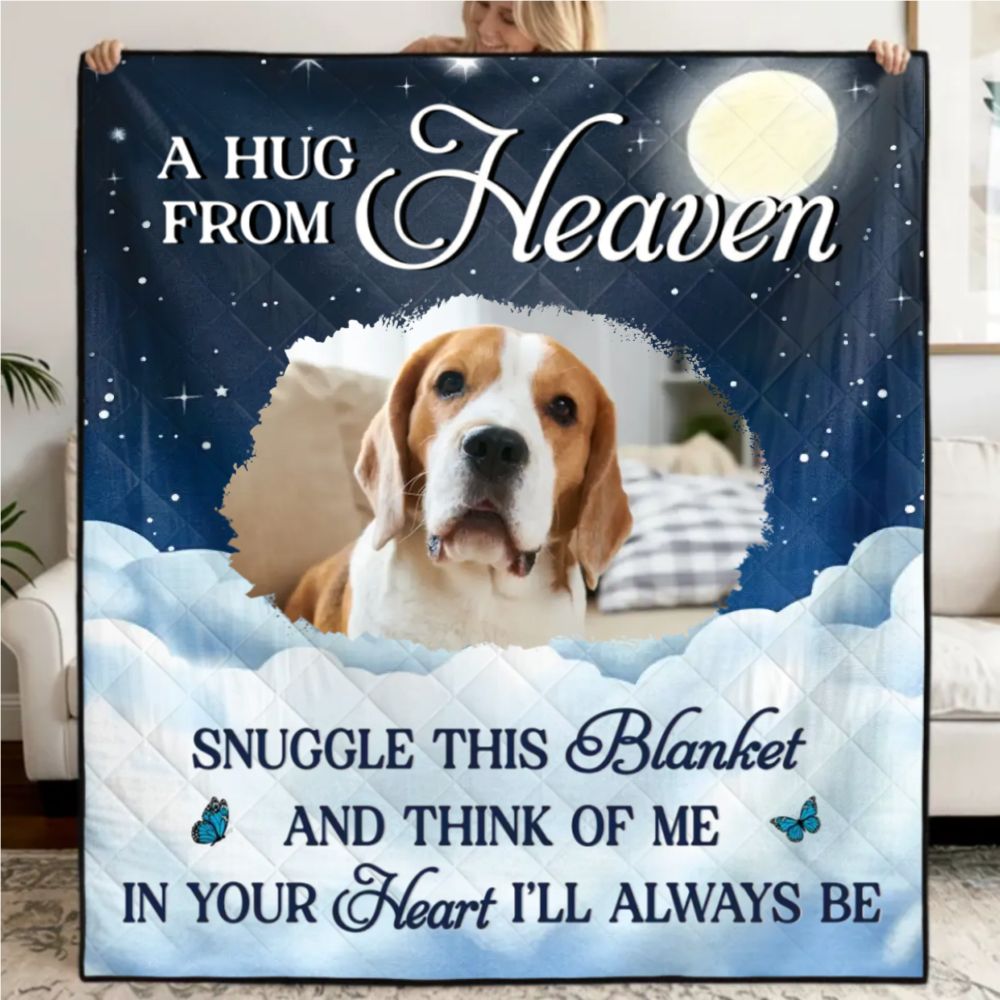 Custom Photo Quilt Blanket - Personalized Pet Memorial Sympathy Gifts For Dogs, Cats - Pawprints That Never Fade