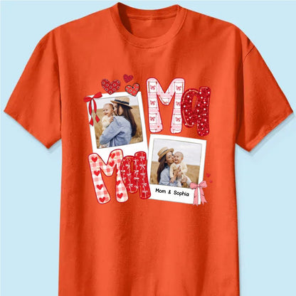 Preppy Mama Valentine Glitter Effect Photo - Personalized Classic Tee - Heartfelt Gift for Mom