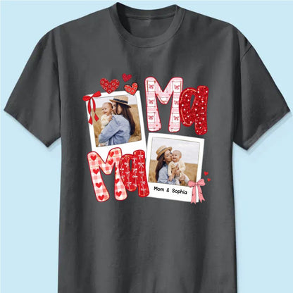 Preppy Mama Valentine Glitter Effect Photo - Personalized Classic Tee - Heartfelt Gift for Mom