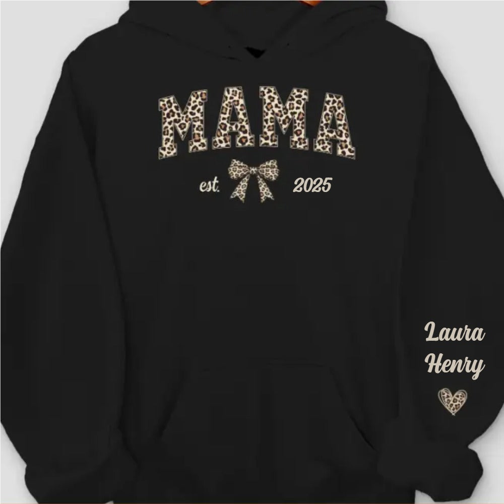 Custom Unisex Hoodie With Design On Sleeve - Personalized Mother's Day Gifts For Mom, Grandma - Born To Be Mama