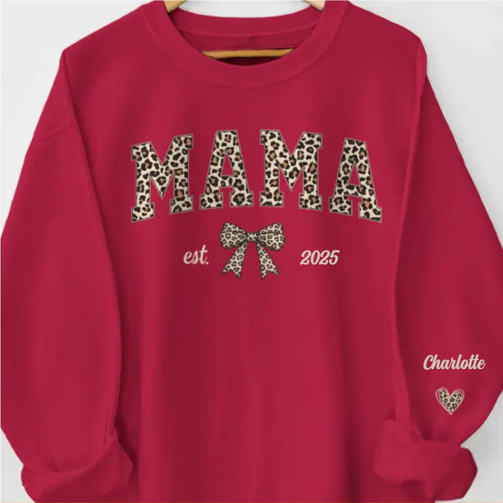 Custom Unisex Sweatshirt With Design On Sleeve - Personalized Mother's Day Gifts For Mom, Grandma - Born To Be Mama
