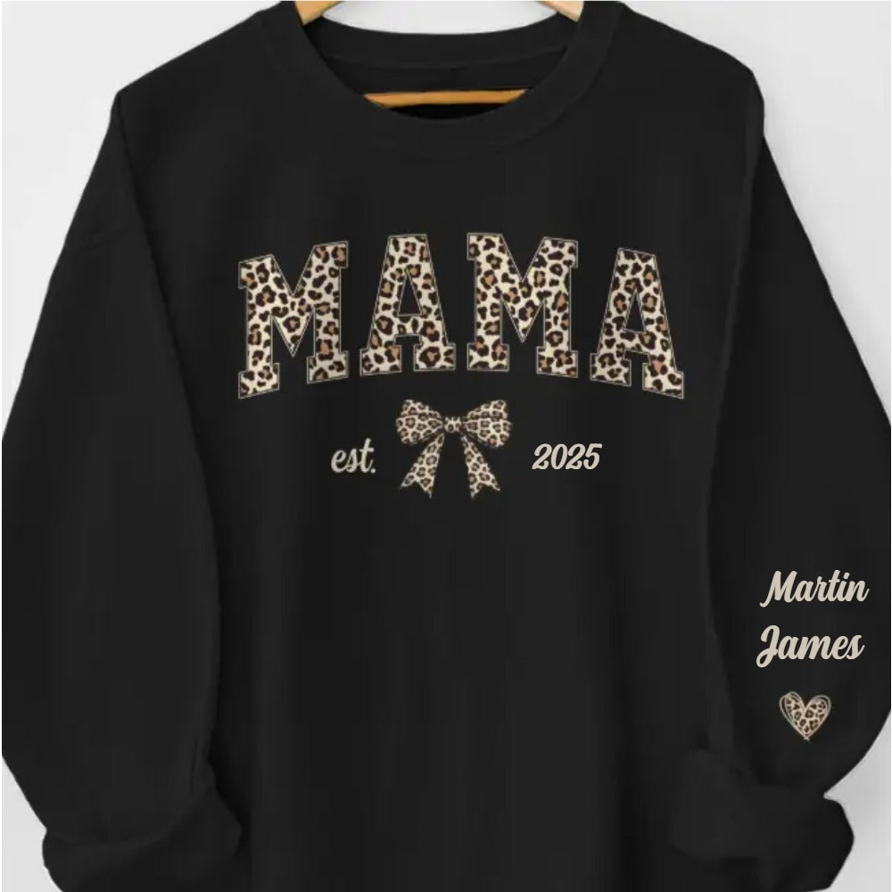 Custom Unisex Sweatshirt With Design On Sleeve - Personalized Mother's Day Gifts For Mom, Grandma - Born To Be Mama