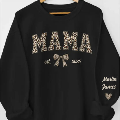 Custom Unisex Sweatshirt With Design On Sleeve - Personalized Mother's Day Gifts For Mom, Grandma - Born To Be Mama