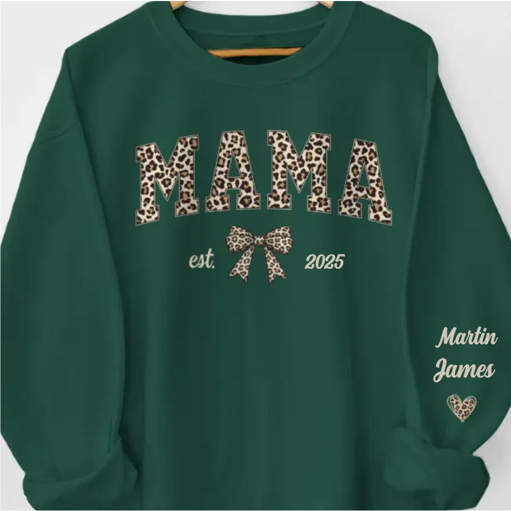 Custom Unisex Sweatshirt With Design On Sleeve - Personalized Mother's Day Gifts For Mom, Grandma - Born To Be Mama