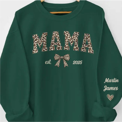 Custom Unisex Sweatshirt With Design On Sleeve - Personalized Mother's Day Gifts For Mom, Grandma - Born To Be Mama