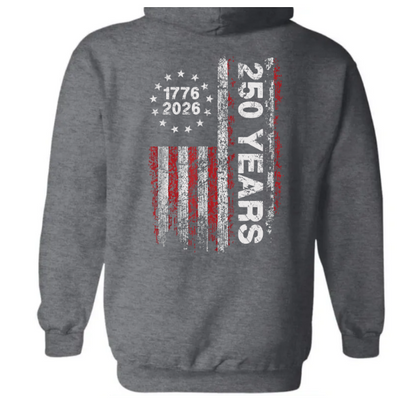 America 250th Birthday US Flag 250 Years We The People Back Side Dark Pullover Hoodie