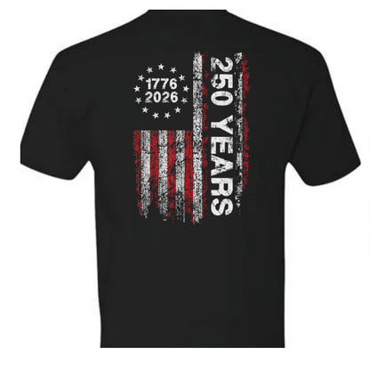 America 250th Birthday US Flag 250 Years We The People Back Side Dark Premium Tee