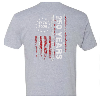 America 250th Birthday US Flag 250 Years We The People Back Side Dark Premium Tee