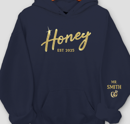 Custom Unisex Hoodie With Design On Sleeve - Personalized Anniversary Wedding Gifts For Husband And Wife