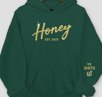 Custom Unisex Hoodie With Design On Sleeve - Personalized Anniversary Wedding Gifts For Husband And Wife