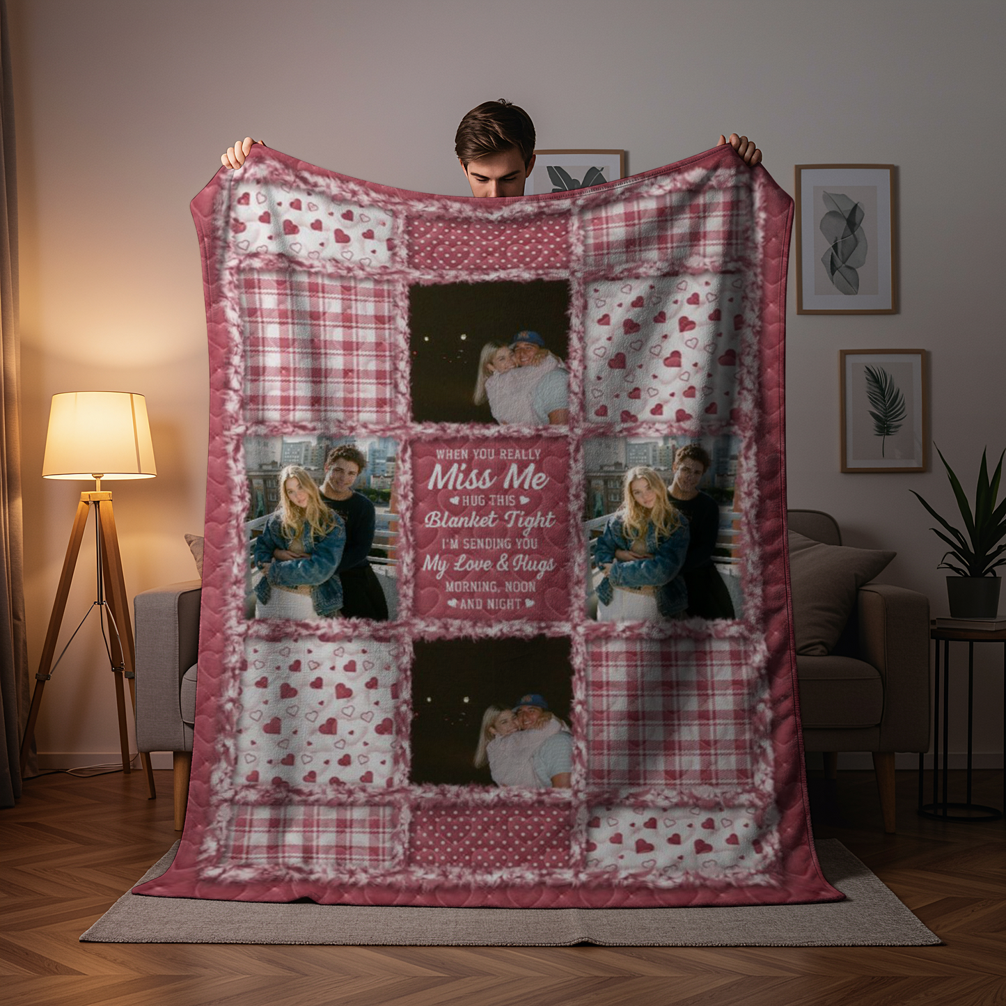 Custom Photo Memorial When You Really Miss Me Hug This Blanket - Personalized Fleece Blanket, Sherpa Blanket