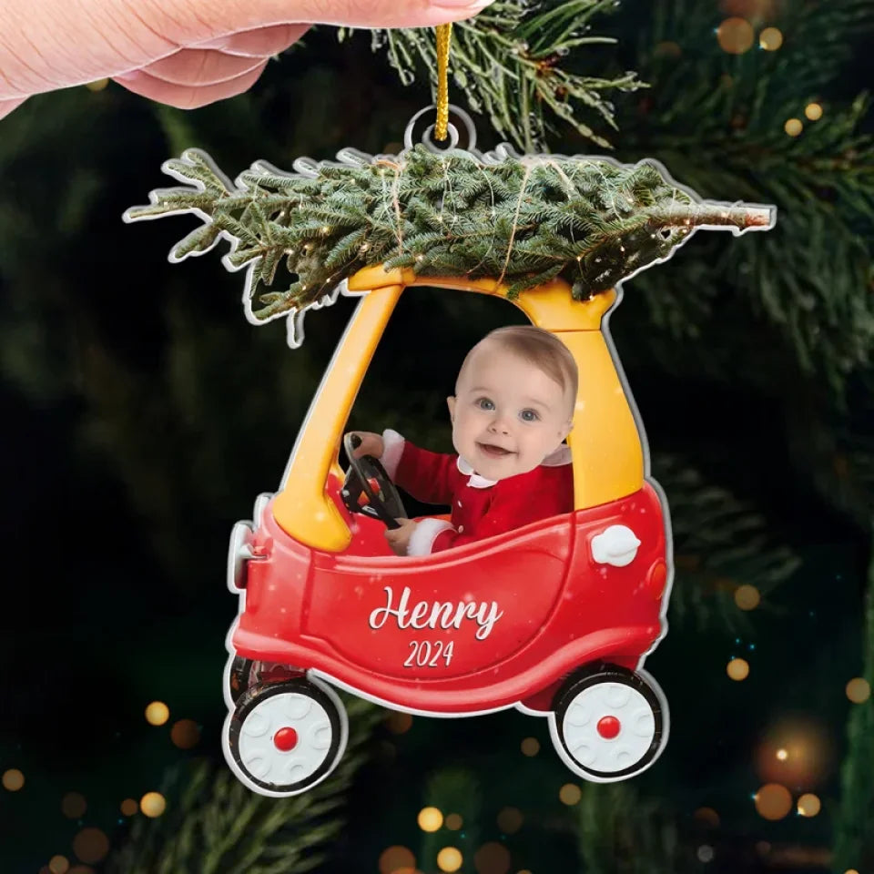 Custom Photo Celebrating The Season With Our Littlest Reason - Family Personalized Custom Ornament - Acrylic Custom Shaped - Christmas Gift For Baby Kids, Newborn Baby, First Christmas