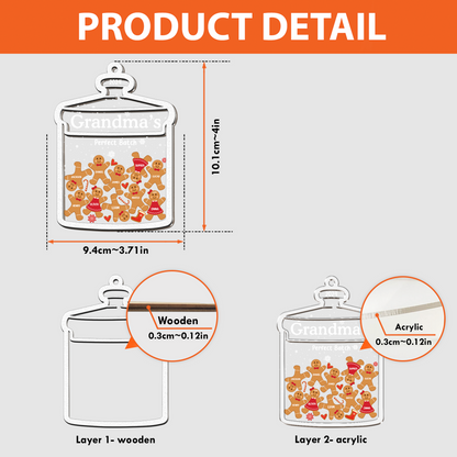 Grandma Perfect Batch Gingerbread - Personalized Wood And Acrylic Ornament - Christmas Gift For Grandma