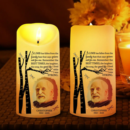 Personalized Photo Memorial LED Candle, In Loving Memory, Sympathy Remembrance Candle, Loss Of Dad, Mom, Grandma, Grandpa, Bereavement Gift
