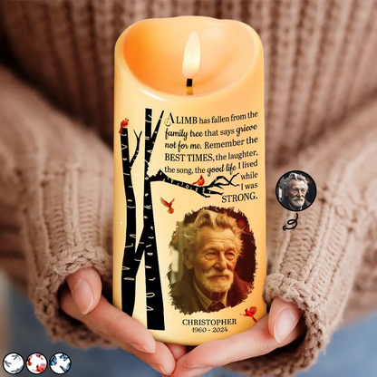 Personalized Photo Memorial LED Candle, In Loving Memory, Sympathy Remembrance Candle, Loss Of Dad, Mom, Grandma, Grandpa, Bereavement Gift