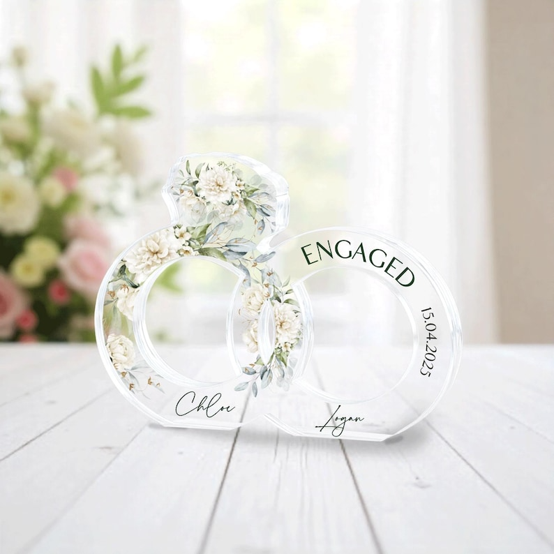 Engagement Gift for Couple, Personalized Engagement Gift, Engaged Acrylic Plaque, Engaged Gift for Couple, Custom Engagement Keepsake Gift