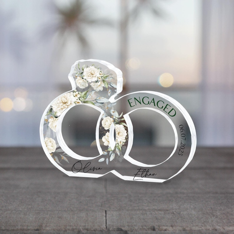 Engagement Gift for Couple, Personalized Engagement Gift, Engaged Acrylic Plaque, Engaged Gift for Couple, Custom Engagement Keepsake Gift