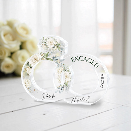 Engagement Gift for Couple, Personalized Engagement Gift, Engaged Acrylic Plaque, Engaged Gift for Couple, Custom Engagement Keepsake Gift