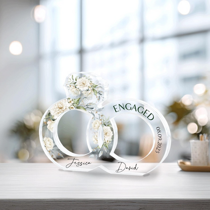 Engagement Gift for Couple, Personalized Engagement Gift, Engaged Acrylic Plaque, Engaged Gift for Couple, Custom Engagement Keepsake Gift