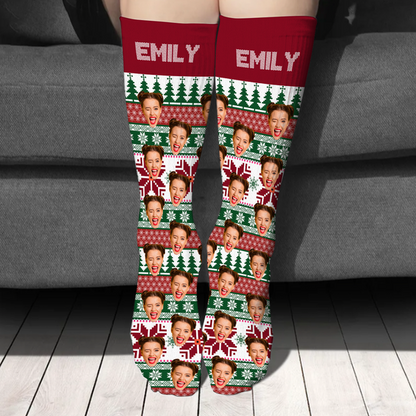 Custom Photo Family Christmas Socks Christmas Gift for Loved Ones