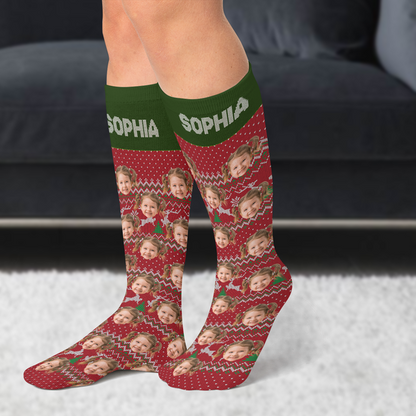 Custom Photo Family Christmas Socks Christmas Gift for Loved Ones