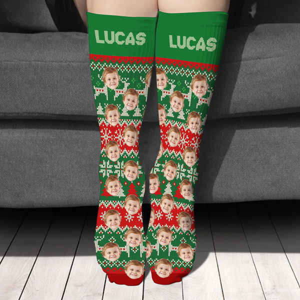 Custom Photo Family Christmas Socks Christmas Gift for Loved Ones