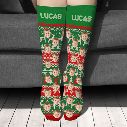 Custom Photo Family Christmas Socks Christmas Gift for Loved Ones