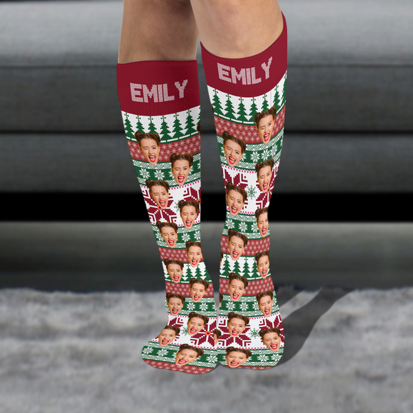 Custom Photo Family Christmas Socks Christmas Gift for Loved Ones