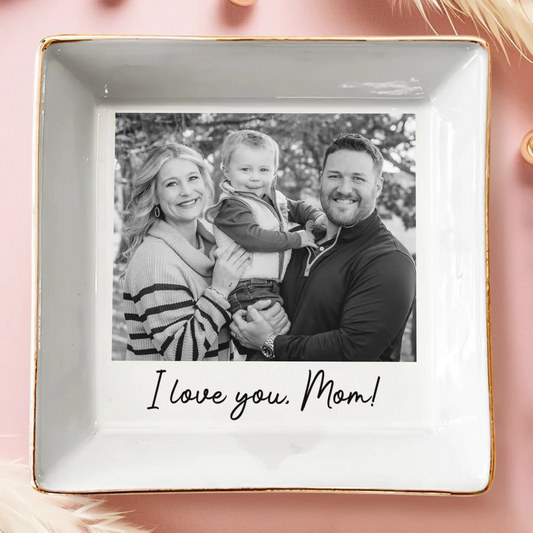 Custom Photo Full-Print Jewelry Dish - Personalized Baby Shower, Gender Reveal Gifts For New Moms, New Parents - New Mom New Journey