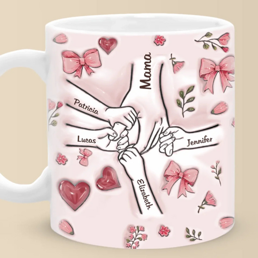 Grandma Is The Heart Of The Family - Family Personalized Custom 3D Inflated Effect Printed Mug - Mother's Day, Gift For Mom, Grandma