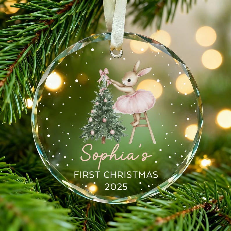 Baby Girl First Christmas Ornament,Baby's First Christmas,Personalized Baby Christmas Ornament,Custom Baby Ornament,Christmas Keepsake