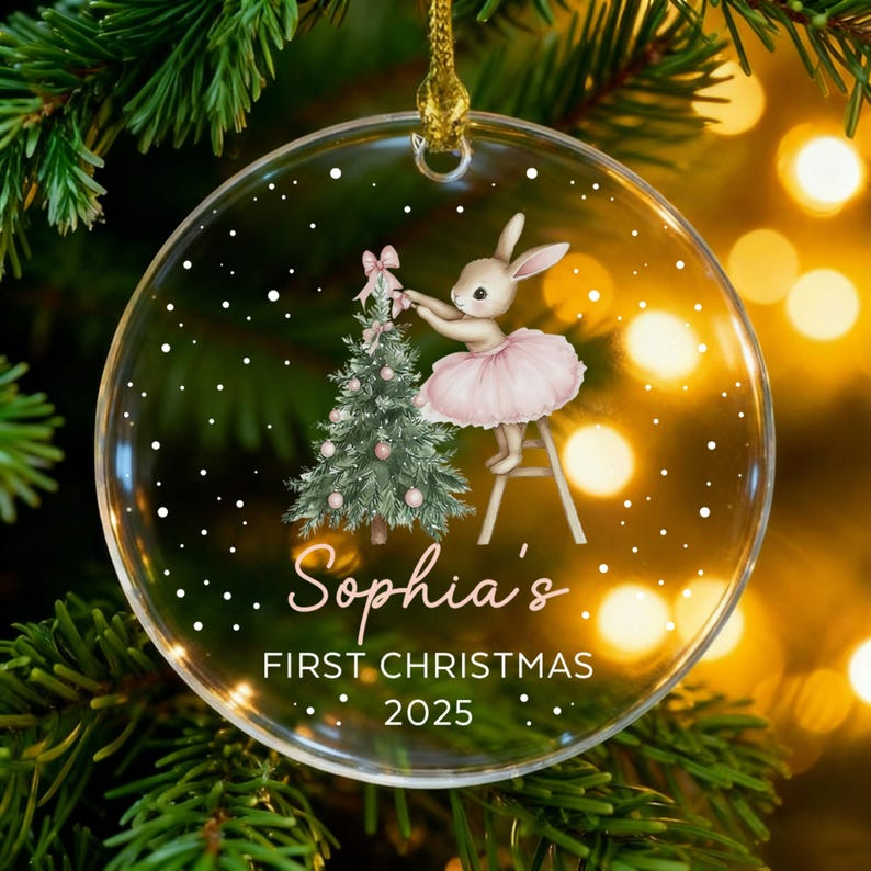 Baby Girl First Christmas Ornament,Baby's First Christmas,Personalized Baby Christmas Ornament,Custom Baby Ornament,Christmas Keepsake