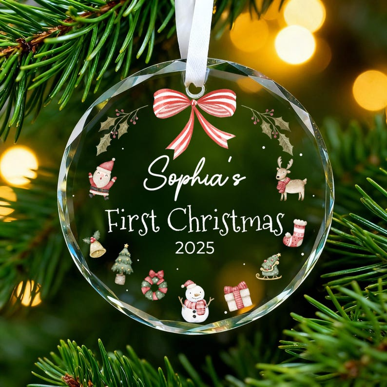 Personalized Baby's First Christmas Ornament 2025,Baby's First Christmas Bauble Gifts,Baby Newborn Gifts,Christmas Keepsake Gift,Xmas Decor