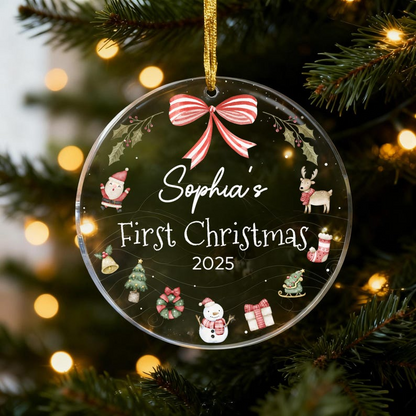 Personalized Baby's First Christmas Ornament 2025,Baby's First Christmas Bauble Gifts,Baby Newborn Gifts,Christmas Keepsake Gift,Xmas Decor