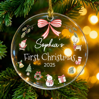 Personalized Baby's First Christmas Ornament 2025,Baby's First Christmas Bauble Gifts,Baby Newborn Gifts,Christmas Keepsake Gift,Xmas Decor