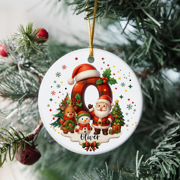Custom Alphabet Personalized Christmas Ceramic Ornament