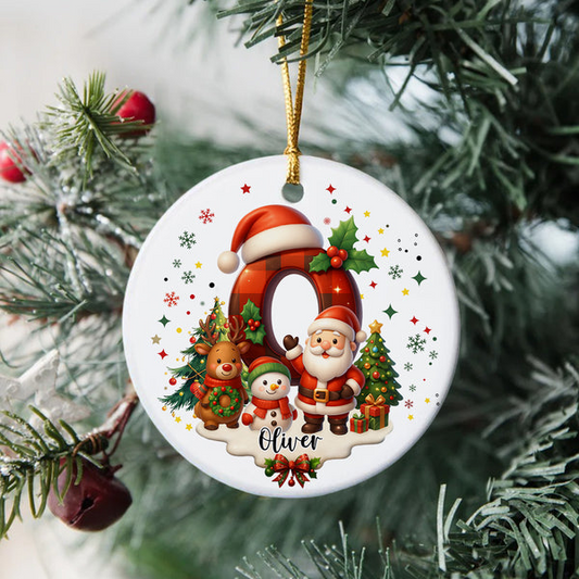 Custom Alphabet Personalized Christmas Ceramic Ornament