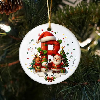 Custom Alphabet Personalized Christmas Ceramic Ornament